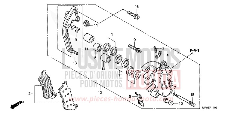 L. FRONT BRAKE CALIPER (CBF1000A/T/S) for CBF1000 ABS QUASAR SILVER METALLIC (NHA48) from 2010
